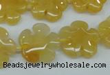 CFG457 15.5 inches 20mm carved flower yellow jade beads