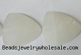 CFG525 15.5 inches 25*25mm carved triangle white jade beads