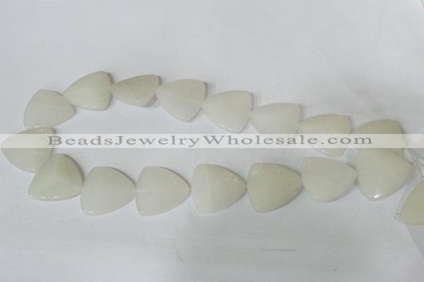 CFG525 15.5 inches 25*25mm carved triangle white jade beads