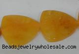 CFG527 15.5 inches 25*25mm carved triangle yellow aventurine beads