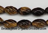 CFG53 15.5 inches 10*16mm carved rice yellow tiger eye gemstone beads