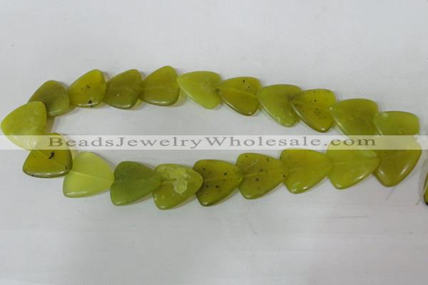 CFG537 15.5 inches 25*25mm carved triangle Korean jade beads