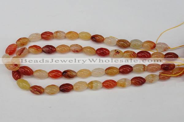 CFG54 15.5 inches 10*16mm carved rice agate gemstone beads