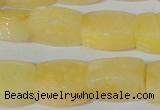 CFG547 15.5 inches 15*20mm carved brick yellow jade beads