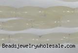 CFG551 15.5 inches 8*20mm carved rice white jade beads