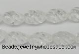 CFG56 15.5 inches 10*16mm carved rice white crystal gemstone beads