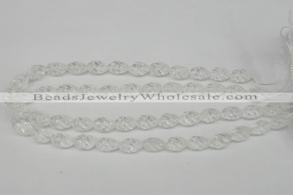 CFG56 15.5 inches 10*16mm carved rice white crystal gemstone beads