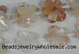 CFG657 15.5 inches 15mm carved flower pink quartz beads