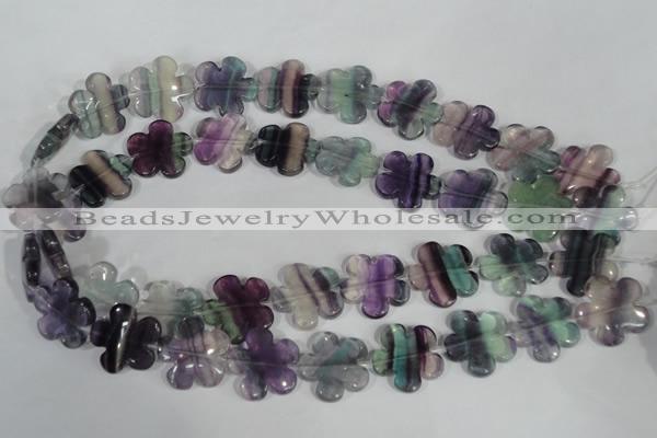 CFG661 15.5 inches 20mm carved flower fluorite gemstone beads