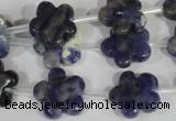 CFG669 15.5 inches 15mm carved flower sodalite gemstone beads