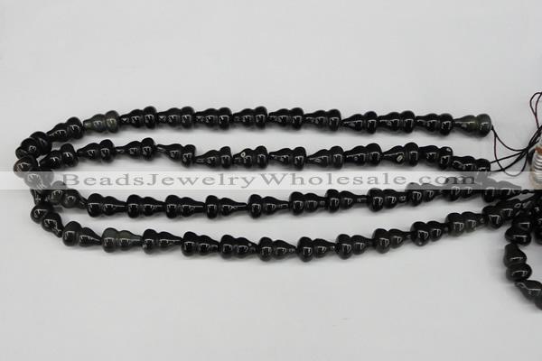 CFG67 15.5 inches 10*15mm carved calabash obsidian gemstone beads