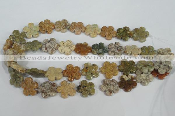 CFG673 15.5 inches 20mm carved flower agate gemstone beads