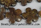 CFG679 15.5 inches 20mm carved flower bronzite gemstone beads