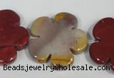 CFG686 15.5 inches 30mm carved flower mookaite gemstone beads