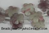 CFG690 15.5 inches 15mm carved flower lilac jasper beads