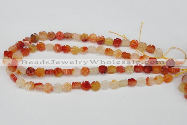 CFG71 15.5 inches 10mm carved flower agate gemstone beads