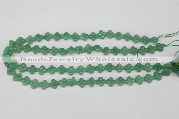 CFG74 15.5 inches 11*11mm carved flower green aventurine beads