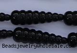 CFG761 15.5 inches 10*35mm carved teardrop black agate beads