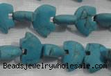 CFG773 15.5 inches 10*15mm carved animal synthetic turquoise beads