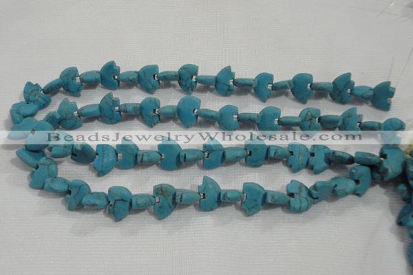 CFG773 15.5 inches 10*15mm carved animal synthetic turquoise beads