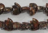 CFG776 15.5 inches 10*15mm carved animal leopard jasper beads