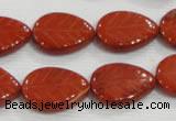 CFG822 12.5 inches 15*20mm carved leaf red jasper beads wholesale