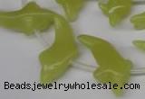 CFG854 Top-drilled 12*25mm carved animal yellow jade beads