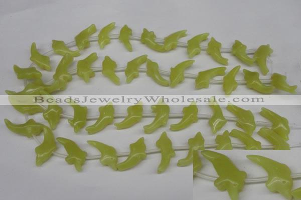 CFG854 Top-drilled 12*25mm carved animal yellow jade beads