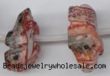 CFG863 Top-drilled 12*18mm carved animal red zebra jasper beads