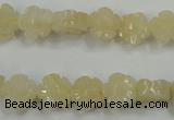 CFG880 15.5 inches 10mm carved flower yellow jade gemstone beads