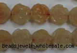 CFG888 15.5 inches 14mm carved flower red aventurine beads