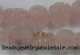 CFG890 15.5 inches 14mm carved flower rose quartz gemstone beads