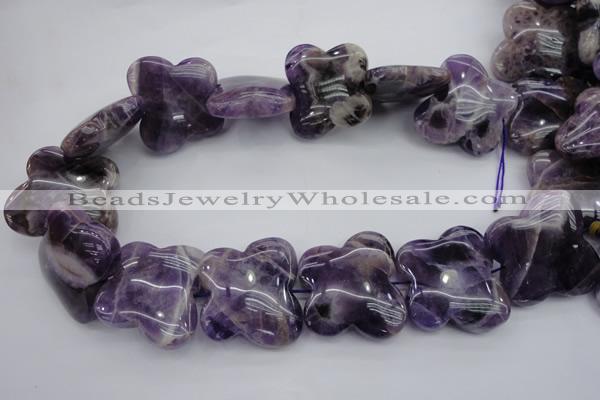 CFG916 15.5 inches 30*33mm carved butterfly dogtooth amethyst beads