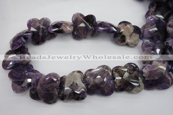 CFG917 30*33mm faceted & carved butterfly dogtooth amethyst beads