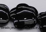 CFG956 15.5 inches 32*33mm carved flower black agate beads