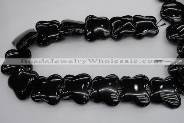 CFG959 15.5 inches 30*33mm carved butterfly black agate beads