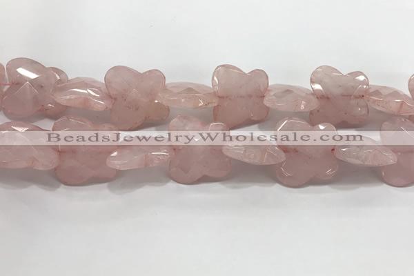 CFG973 15.5 inches 30*33mm carved butterfly rose quartz beads