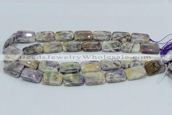 CFJ08 15.5 inches 18*25mm rectangle natural purple flower stone beads