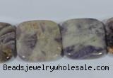 CFJ18 15.5 inches 25*25mm square natural purple flower stone beads