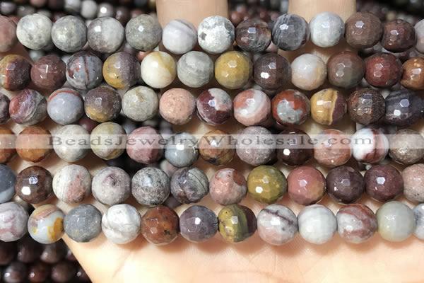 CFJ252 15.5 inches 8mm faceted round fantasy jasper beads wholesale