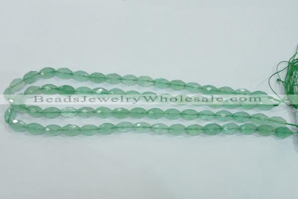 CFL102 15.5 inches 8*12mm faceted rice natural green fluorite beads