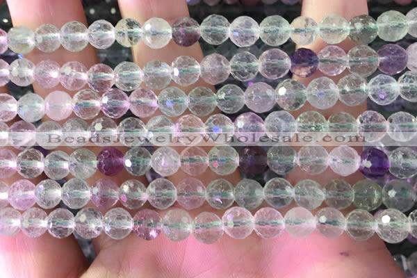 CFL1140 15.5 inches 6mm faceted round fluorite gemstone beads