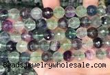 CLF1157 15.5 inches 10mm faceetd round fluorite gemstone beads