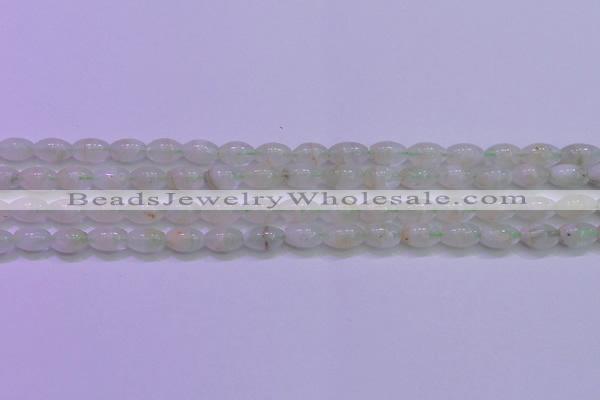 CFL1200 15.5 inches 6*10mm rice green fluorite gemstone beads