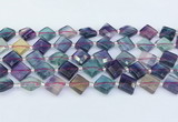 CFL1230 15.5 inches 12mm faceted diamond fluorite beads