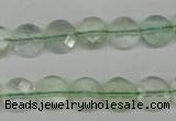 CFL132 15.5 inches 10mm faceted coin green fluorite beads