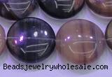 CFL1337 15.5 inches 20mm flat round purple fluorite gemstone beads