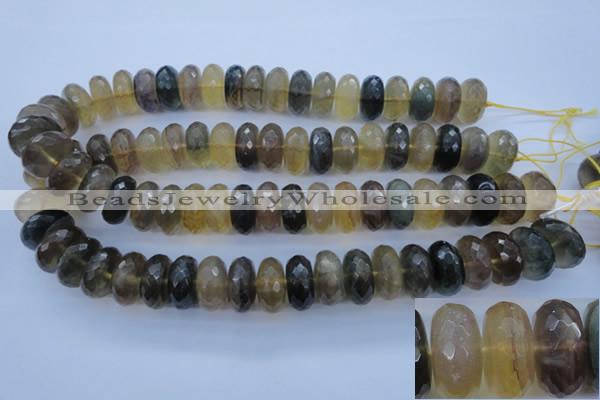 CFL144 15.5 inches 10*20mm faceted rondelle yellow fluorite beads