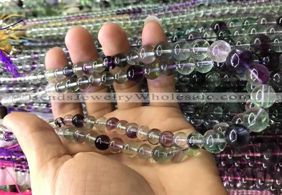 CFL1505 15.5 inches 6mm - 12mm round fluorite gemstone beads