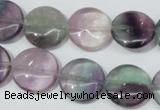 CFL165 15.5 inches 16mm flat round natural fluorite beads wholesale